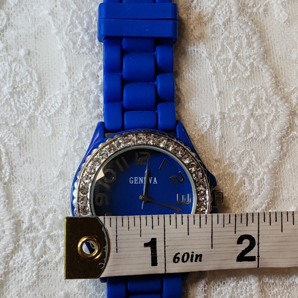 Geneva Blue Silicone Watch with Crystal Accents - Picture 13 of 15
